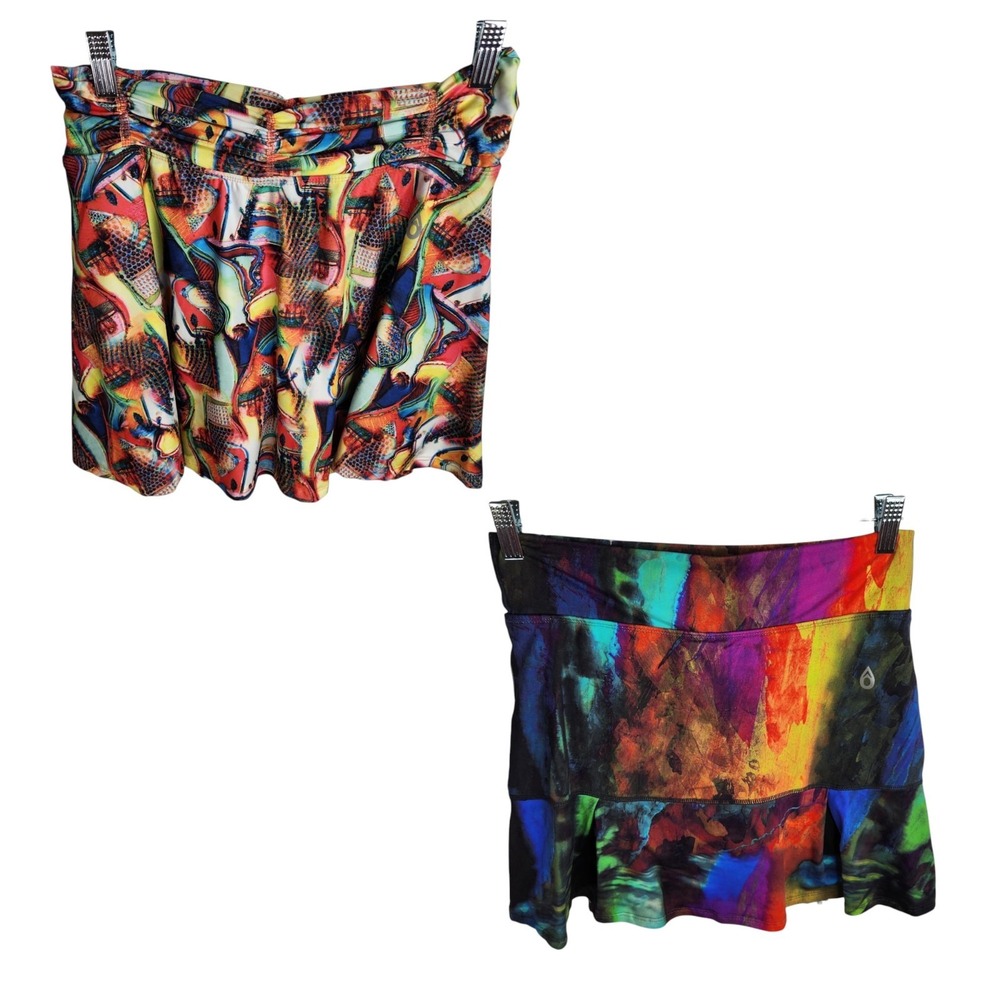 Dona Jo Skorts Lot Of 2 Size 2 Large Multicolor Tennis Pickleball Golf